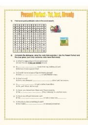 English Worksheet: Present Perfect - Yet, just,already