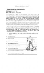 English Worksheet:  Jim Carreys short biography