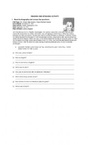 English worksheet: Jimis short biography