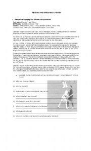 English Worksheet: Zidanes biography
