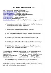 English Worksheet: Booking A Flight Online