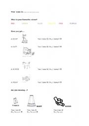 English Worksheet: revision: what are you wearing;  have/has got; colours