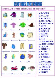 English Worksheet: Clothes matching