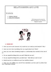 English Worksheet: Relationships and love - Smallville!