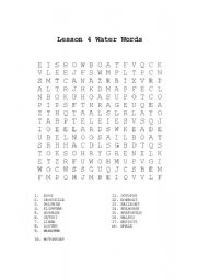 English worksheet: Word search: Water words