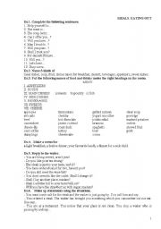 English Worksheet: meals and eating out