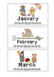 Months flashcards - related to Jewish festivals/holidays (1/3) January-March 
