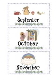 English Worksheet: Months flashcards- related to Jewish festivals/holidays (3/3) September-December