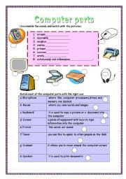 English Worksheet: computer parts