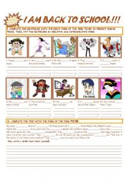 English Worksheet: I AM BACK TO SCHOOL - Revision of 