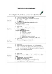 English worksheet: 5 Day language plan