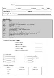 English Worksheet: 5th grade first test