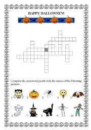English Worksheet: Halloween Crossword Puzzle