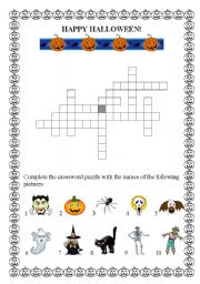 English Worksheet: Halloween Crossword Puzzle