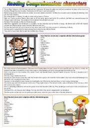 English Worksheet: Reading comprehension: characters