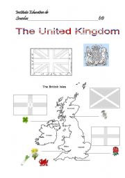 English Worksheet: UK map and flags