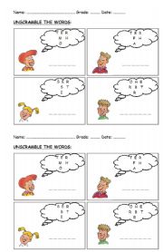 English Worksheet: unscramble Family