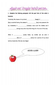 English worksheet: regular and irregular verbs practice