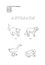 English worksheet: Colour the animals