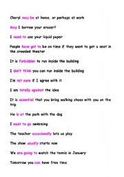 English Worksheet: Modality