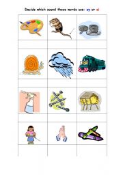 English Worksheet: Decide which sound these words use: ay or ai