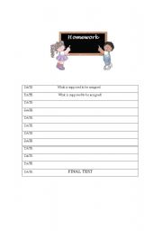 English Worksheet: Homework control
