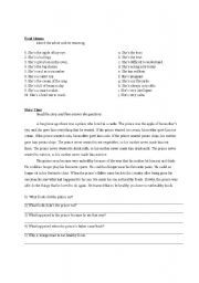 English Worksheet: Food idioms, story, and crossowrd