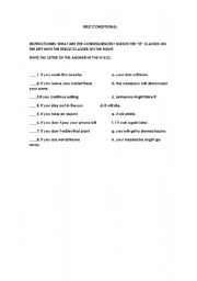 English worksheet: FIRST CONDITIONAL