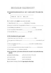 English Worksheet: Modals