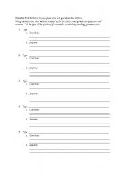 English Worksheet: Create Your Own Test Questions For Review