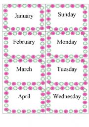 English Worksheet: Dominoes Days and Months Game