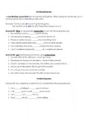 English worksheet: Conjunctions