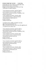 English Worksheet: Everytime we touch