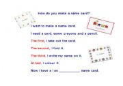 English worksheet: How do you make a name card?