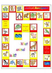 English Worksheet: Animal Boardgame