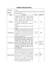 English Worksheet: Culture Interpretation