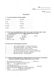 English worksheet: exercises