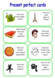 English Worksheet: Present perfect - CARDS