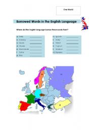 English Worksheet: Borrowed Words in the English Language