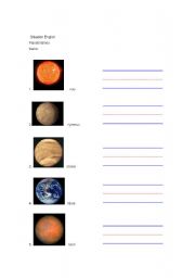English Worksheet: name of the planets