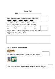 English Worksheet: Maths Trail