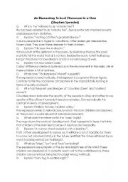 English Worksheet: An Elementary School Classroom in a Slum