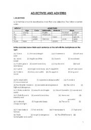 English worksheet: Adjectives and Adverbs