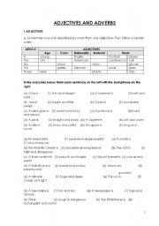 English Worksheet: Adjectives and Adverbs