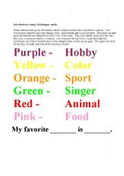 English worksheet: Gobstopper Introduction