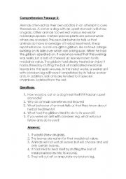 English Worksheet: comprehension passage