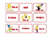 English Worksheet: FEELINGS MEMORY CARDS WITH THE SIMPSONS