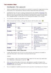 English Worksheet: Writing Task Evaluation