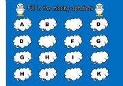 English worksheet: missing alphabets