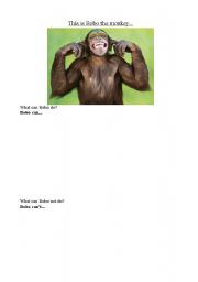 English worksheet: Bobo the monkey